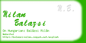 milan balazsi business card